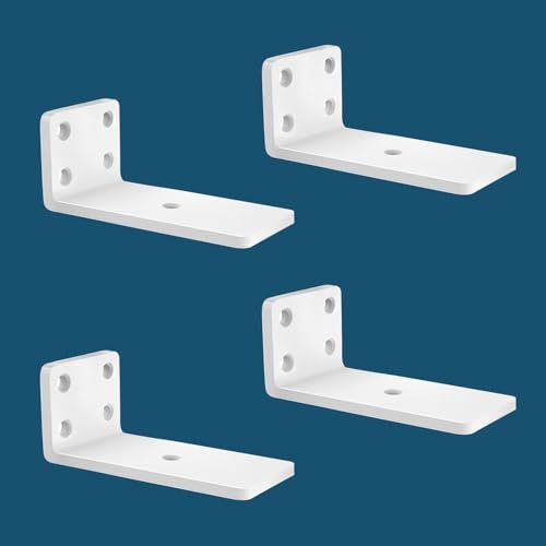 MLOQI 4 Pezzi Reggimensola Industrial, Staffe per Mensole Pesanti, Reggi Mensola da Muro, Reggimensola Legno, Supporto Mensola, Staffe a L (Bianco 10 cm)