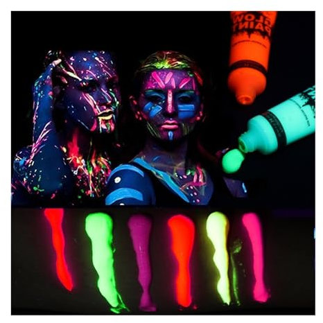 pintura de cara 24 piezas de pintura facial de manguera de 10 ml, color de cara de neón, color de cara fluorescente, pintura corporal maquillaje corporal