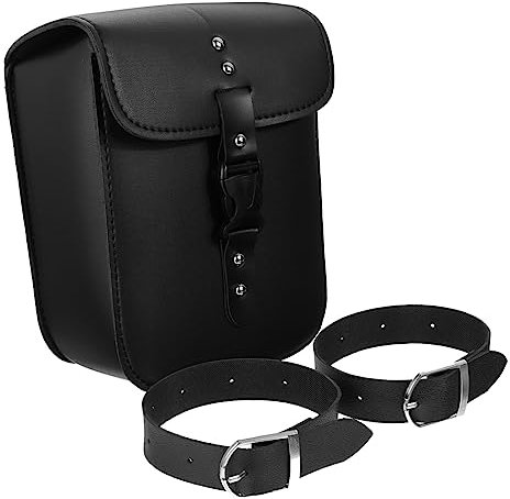 BELLIFFY Motorrad Ledertasche Schwarz aus Leder und Tragbar Seitentasche für Kleine Gegenstände während Fahrt