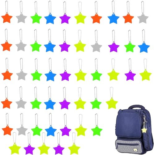 YEWCEP 50 Stück Sicherheits Reflektoren Kinder,Reflektoren,Reflektor Kinder,Kinder Reflektor Anhänger, Ostergeschenke,Reflektoren Anhänger,Kinder Reflektoren für Schultasche Rucksack Radfahren