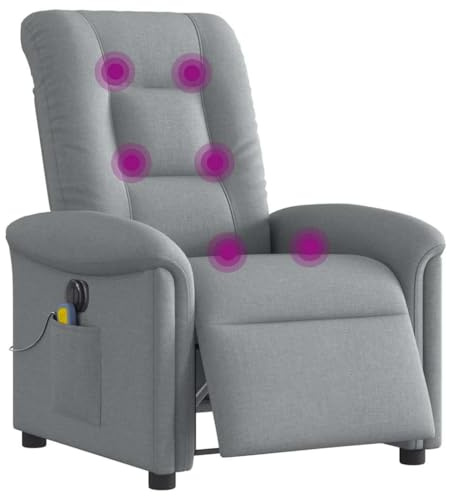 vidaXL Massagesessel Elektrisch Hellgrau Stoff