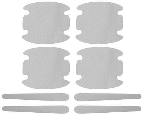 HOPESPANNER Universal 92x98mm Car Door Cup Protector Sticker Anti-Scratches+Auto Door Handle Protective Film 1 Set Silver Tone