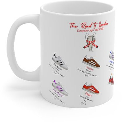 Man United Mug - 1968 European Cup 11oz Ceramic Coffee Mug, Retro Man United Mug, MUFC Cup, MUFC Gifts