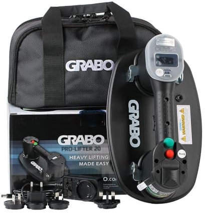 GRABO PRO-Lifter-20 - Ventosa eléctrica con pantalla digital, función de encendido y apagado automático para madera, paneles de yeso, granito, vidrio, azulejos, porcelana