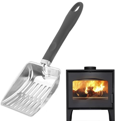 Fireplace Ash Sifter Shovel,Hot Coal Ash Shovel,Fire Pit Scoop,Hollow Out Wood Stove Ash Sifter,Heatproof Hollow Ash Sieve For Fire Pit Cleaning,Stainless Steel Charcoal Scoop,Fireplace Accessories