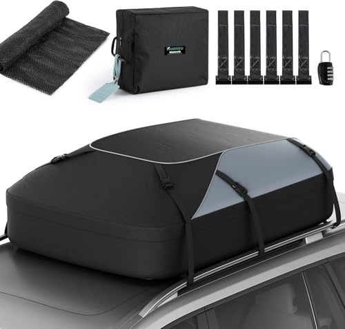 Huanyu Autodach Tasche 20 Kubik / 550L Autodachbox Wasserdichtes Dachzelt für Fahrzeuge Autodachzelt für Fahrzeuge mit oder ohne Autoträger Dachgepäckträger mit Anti-Rutsch-Matte und 6 Türhaken