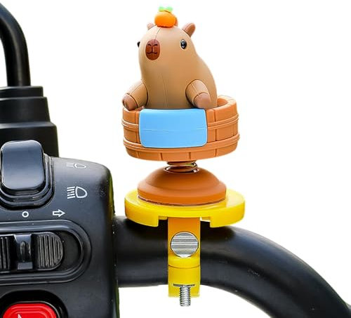 Motorradlenker-Ornament – Fahrrad-Ornament für Vorbauhalterung | Lustige Schaukel Capybara Figur | Cartoon-Fahrrad-Ornament | Capybara-Lenkerfigur mit Vibrationsbewegungsfunktion für Motorrad