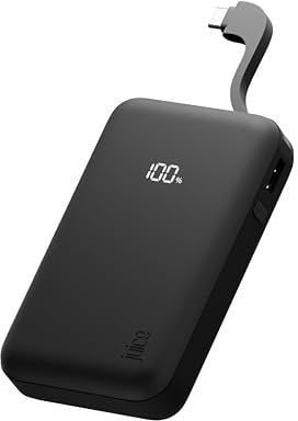 Juice Eco Integrated Power Bank, Portable Charger 10,000 mAh with Built-in Cable & Digital Display, USB-C Output, Power Bank for iPhone 15 16 Pro Max, Samsung, Xiaomi, Android, iPad, DJI, GoPro