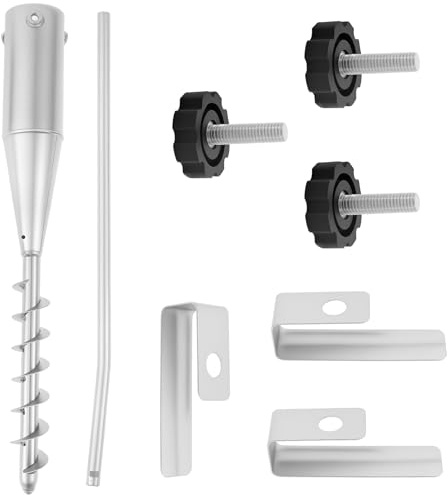 Jokapy Iron Beach Umbrella Sand Anchor Efficient Windproof Grass Screw Anchor with 3 Spiral Screw Stable Fixing Ground Sleeve for Flagpole