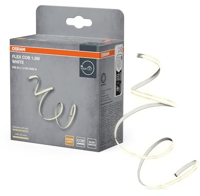 OSRAM FLEX COB 1.5M LED-Streifen, gelb, 8W, 600lm, warmweißes Licht, COB-Technologie, homogene Lichtverteilung, lange Lebensdauer, einfache Montage, für Innenanwendung, Schutzklasse IP20, 3000K