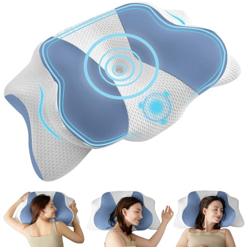 Uniency Orthopädisches Kissen mit Memory Foam Antischnarchkissen,Blau | Waschbarer Kissenbezug,Nackenstützkissen,Ergonomisches,Kopfkissen,Schlafkissen,Seitenschläfer,Rückenschläfer,Bauchschläfer