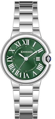 KNISKRED Klassische Damenuhr mit Vintage Römischen Ziffern und Massivem Edelstahlarmband Damen Casual Uhr