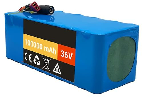 Batteria Per Bicicletta Elettrica 36V 100Ah 10S4P Batteria Impermeabile PVC Ebike Battery Con Caricabatterie BMS Integrato Per 250W 350W 500W 800W Motore 36V 100Ah,XT60