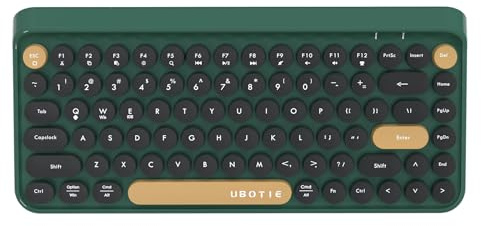 UBOTIE Teclados portátiles con Bluetooth coloridos (verde oscuro) | Mini teclado compacto retro inalámbrico para computadora con diseño flexible de 84 teclas para PC y tablet