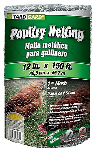 YARDGARD 1 Inch Poultry Netting, Chicken Wire Fence, 20 Gauge Galvanized Steel, Rabbit Fencing, Bird Enclosures, Garden Protection and Plant Support, 12 Inches x 150 Feet