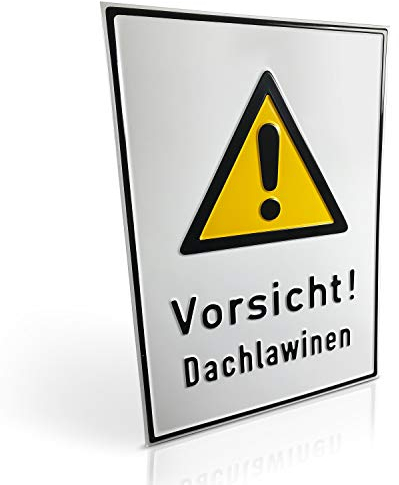 Betriebsausstattung24® Warn-Kombischild „Vorsicht! Dachlawinen“ | Sicherheitsschild/Warnschild | Betriebssicherheit | Aluminium, 26,2 x 37,1 cm