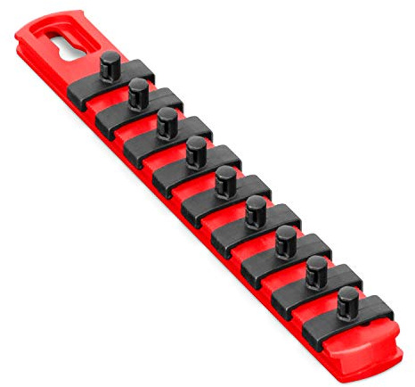 Ernst Manufacturing 8410 8-Inch Socket Organizer with 9 1/4-Inch Twist Lock Clips, Red (8410-Red-1/4)
