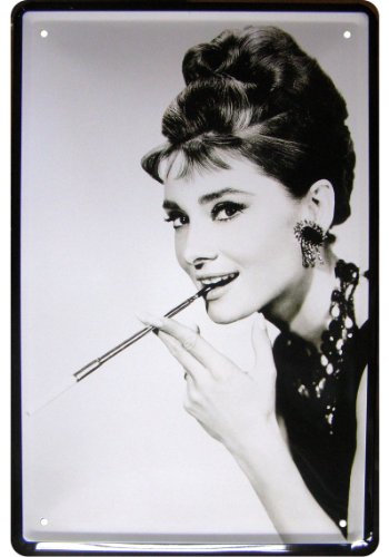 Hollywood, TV Audrey Hepburn Motiv Blechschild Replik 20x30 cm, Stahl, Wandmontage, Film-Deko, Filmplakat