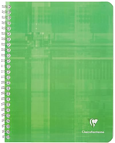Clairefontaine 87244C - Spiralheft / Schulheft mit Doppelspirale 17x22cm, 50 Blatt kariert 4x4 mm, 90g, farbig sortiert, 1 Stück