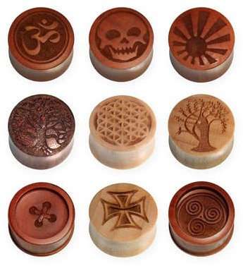 Fly Style 1 Stück Piercing Ohr Tunnel Flesh Plug - Ohr Piercings - Earplug Holz - Laser Piercing Tunnel Holz Ohrschmuck, Grösse:14 mm, Motiv:Triskele