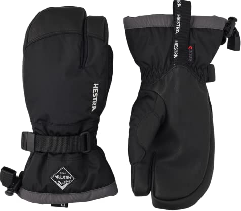 Hestra Ski-Fäustlinge für Kinder: wasserdichte C-Zone kaltes Wetter Winter 3-Finger Handschuhe, Schwarz/Graphit, 3