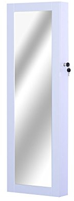 HOMCOM 2 in 1 Schmuckschrank, Wandspiegel mit großer Stauraum, Spiegelschrank, Schmuckkommode, Spiegel, 37 x 9,5 x 112 cm