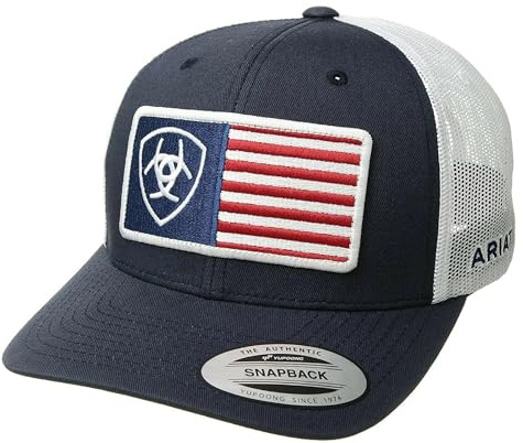 ARIAT Herren Shield Flag Center Patch Mesh Cap Verschluss, Blau, Einheitsgröße