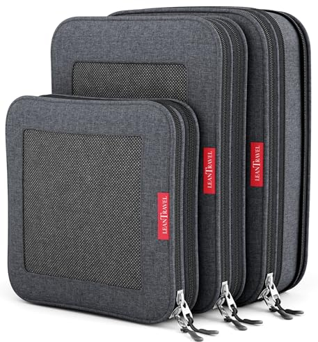 LeanTravel Bolsas Organizadoras de Equipaje con Compresión Extra/Doble Cremallera / (Juego de 3 Bolsas)