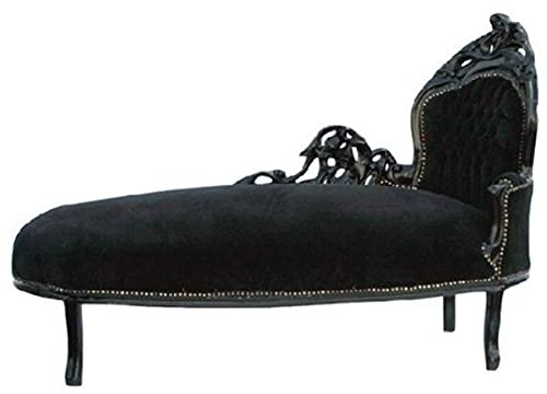 Casa Padrino Barock Chaiselongue Schwarz/Schwarz rechte Seite - Möbel Recamiere Liege Interior