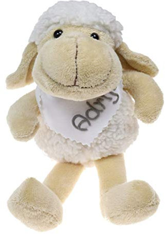 Kuschelschaf mit Namen am weißen Halstuch - Kuscheltier Schaf personalisiert - Personalisiertes Kuscheltier - Personalisiertes Ostergeschenk - Stofftier mit Wunschbeschriftung für Mädchen