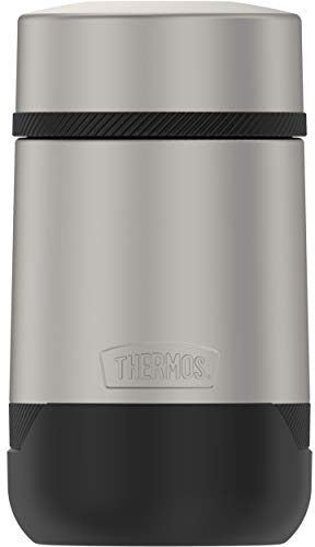 Guardian Collection by Thermos 18 Ounce Stainless Steel Travel Food Jar, Matte Steel with Expresso Black, 530ml