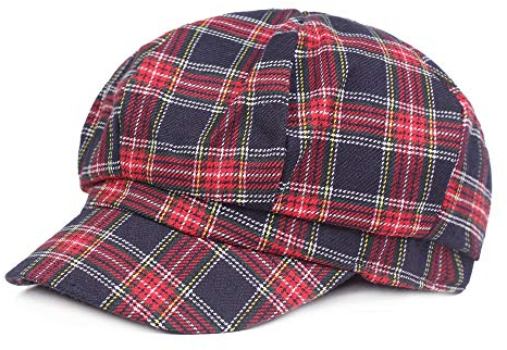 Soultopxin Ivy Gastby Cabbie Cap für Damen, kariert, flache Kappe, Unisex, Baumwolle, Stil-038-navy, Einheitsgröße