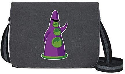 Purpur Tentakel - Umhängetasche Messenger Bag für Geeks und Nerds mit 5 Fächern - 15.6 Zoll, Schwarz Anthrazit
