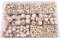 956 Stück Holzperlen zum Auffädeln, Schnullerkette Selber Machen Set, Holzperlen Natürlich Groß,Holzkugeln mit Loch,Weiß Holzperlen mit Kasten für DIY Schmuck Herstellung（3Formen und 4Größen）
