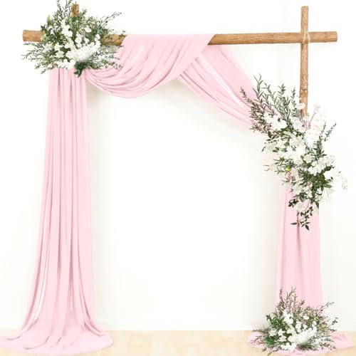 LINXTAR Lot de 2 panneaux de tissu drapé en mousseline de soie transparente pour cabine photo, fête prénuptiale et prénatale, église, nouveau-né, photographie, baptême, fête en plein air, 76,2 x