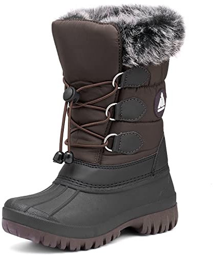 Mishansha Stivali Neve Bambini Scarponi Bambino Neve Impermeabile Stivali Bambina Invernali Antiscivolo Calda Scarpe da Neve, Marrone Scuro 29 EU