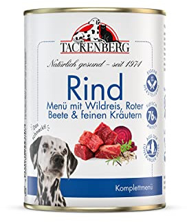 TACKENBERG 24 x 400 g (9,6 kg) Rind mit Wildreis, Roter Beete & feinen Kräutern Nassfutter Dose für Hunde - Hundefutter in Premiumqualität - natürlich getreidefrei