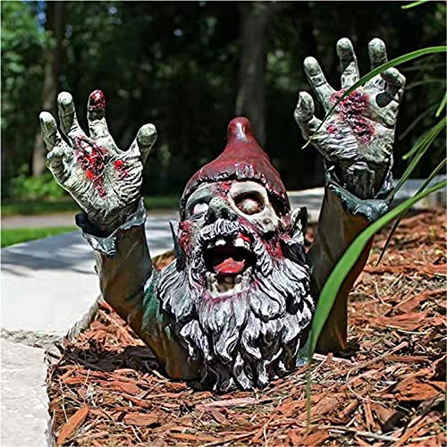 SDASF Resin Zombie Gnomes Garden Gnomes Garden Decor, for Garden Sculptures & Statues Outdoor Decorations for Patio Walking Dead Gnome (A)