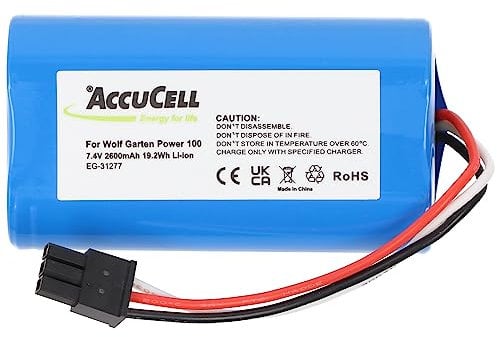 7,4 Volt Akku kompatibel mit Wolf Garten Power 100, Li-ion, 7,4V, 2600mAh, 19,2Wh