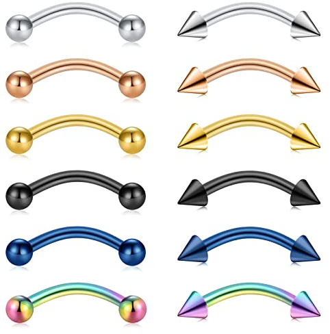 AceFun Curved Barbell Belly Bars Augenbrauen Bars Bananabells Edelstahl Ohrringe Helix Knorpel Ohr Piercing Körperschmuck Länge 14G-14MM
