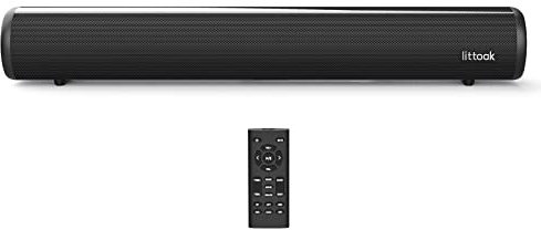LITTOAK Soundbar HDMI per TV, altoparlante Bluetooth piccolo TV Soundbar, ottico/HDMI/AUX/coassiale/USB/connessione Bluetooth per TV, PC, proiettori, include telecomando, 16 pollici
