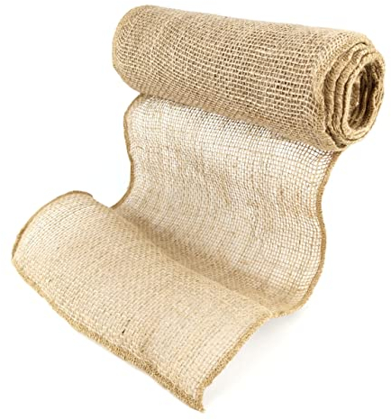 D.RECT Juteband Natur Braun Rolle 25x500cm - 25cm Breit - Jute Geschenkband Vintage - Dekoband Hochzeit - Jutestoff für Floristik und Dekoration