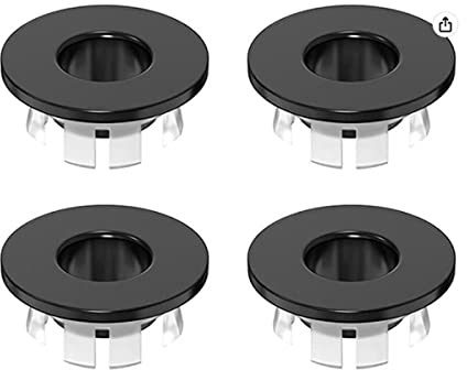 CENPEK 4 Packs Sink Overflow Ring Cover Bathroom Sink Hole Trim Overflow Cover Round Hole Insert Spares for Bathroom Kitchen（Black）