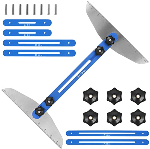 Treppenprofilmesser Treppenprofil Schablone Werkzeug 11-60 Zoll Metall Messung Treppenwerkzeug Einstellbar Hochpräzise Messwerkzeug für Treppenerhöhungen Regale Trennwände