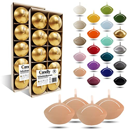 CANDLY HANDMADE© 10x Schwimmkerzen Premium Ø 45mm | Geburstag & Namenstag, Hochzeit, Hochzeitsempfang, Valentinstag, Ostern, Weihnachten, Elegante Haus Dekoration, Candles, Kerzen für Damen (Lachs)