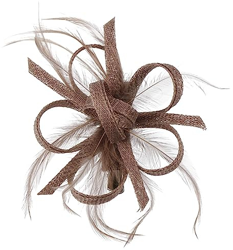 McBURN Clip Fascinator Haarschmuck Kopfschmuck Anlasshut Damen - Made in Italy Sommer Frühling-Sommer - One Size Taupe