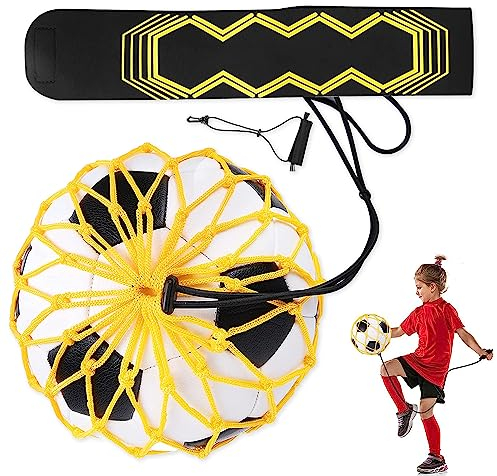 Udbrud Fußball Kick Trainer, Solo Fußball Trainer mit Verstellbarem Taillengürtel Universal Größe Ball 3, 4, 5 Fußball Kick Throw Trainer Solo Praxis Training Aid Geeignet für Kinder und Erwachsene