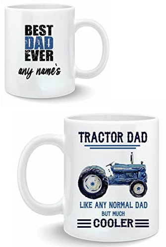 Personalised Mug,Fathers Day mug,Tractor Dad,Farmer gift,father day,Best Dad,Free P&P, Blue Tractor