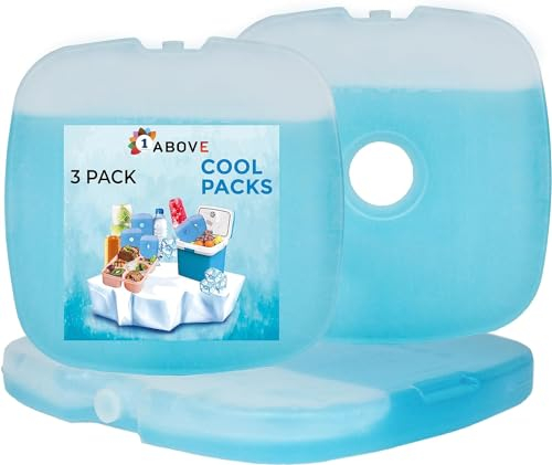 1ABOVE Reusable Ice Pack Blocks, Long Lasting Reusable Family Pack Ice Block for Cool Box, Cooler Bag, Lunch box & bag to Keeps Drink, Food, Lunchboxes Cool (3)
