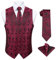 Enlision Herren Weste Bordeaux Paisley Floral Jacquard Weste mit Krawatte und Einstecktuch Taschentuch Weste Anzug Set Hochzeit,S